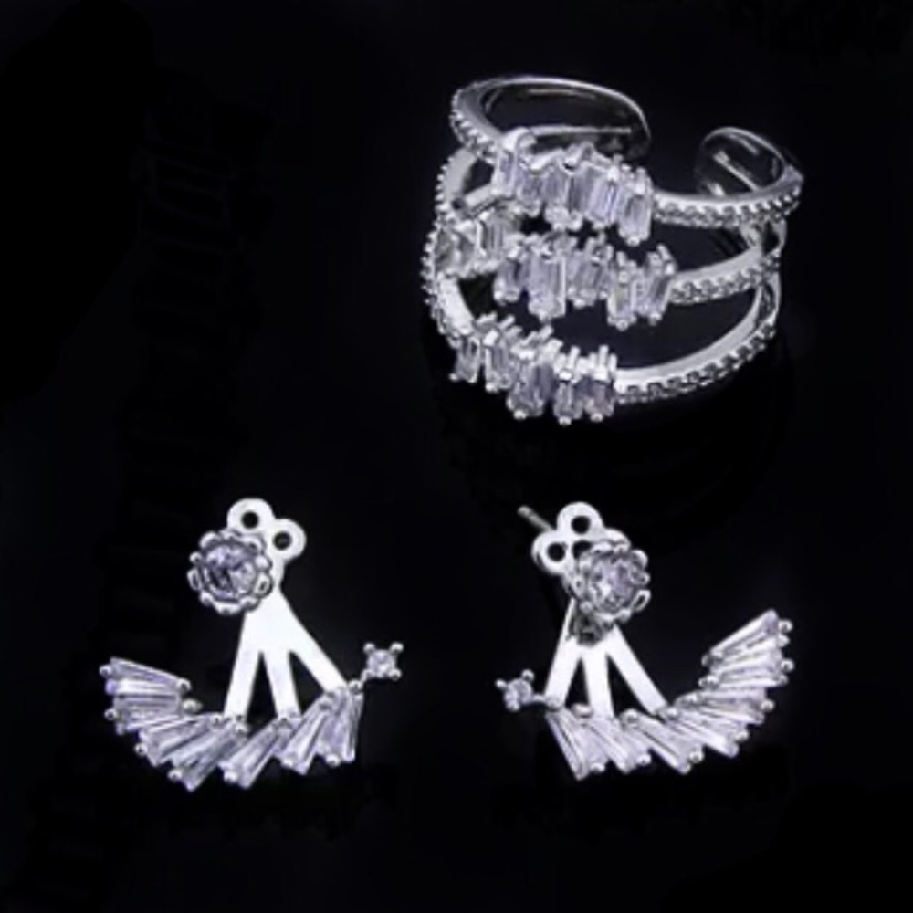 Earrings and ring matching jewelry set